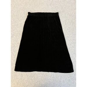 Calison Midi Skirt Women's XL Black Stretch Elastic Waist USA Minimalist A-Line